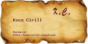 Kocs Cirill névjegykártya